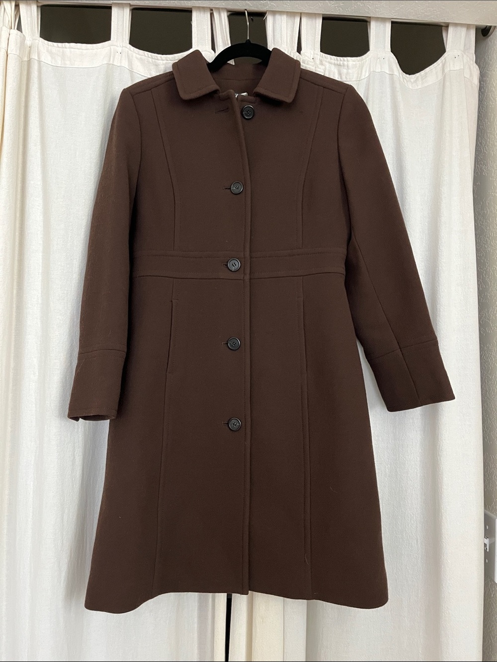J. Crew Women's Dark Brown Wool-Blend Single-Breasted Coat